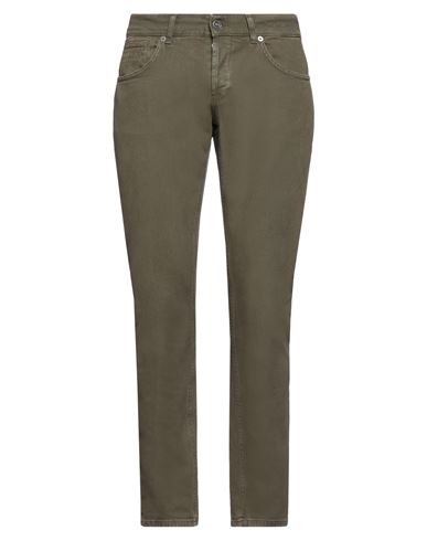 Shop Dondup Man Pants Military Green Size 34 Cotton, Elastane