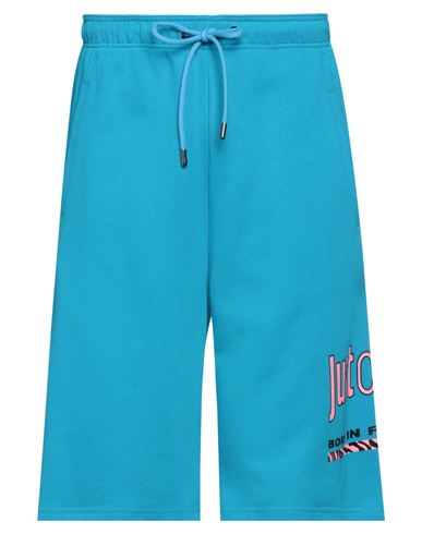 Shop Just Cavalli Man Shorts & Bermuda Shorts Azure Size M Cotton In Blue