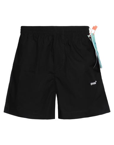 Off-white 'spray Arrow' Black Shorts With Logo Lettering On The Front And Logo Print On The Rear In Black