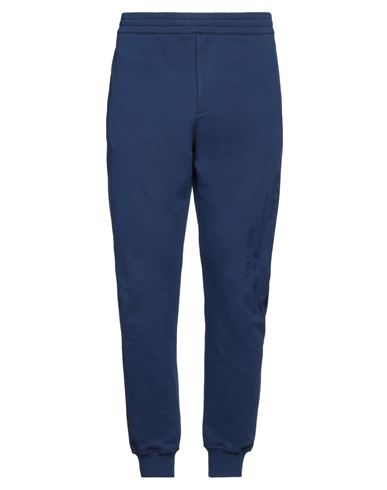 Shop Alexander Mcqueen Man Pants Blue Size Xl Cotton, Elastane