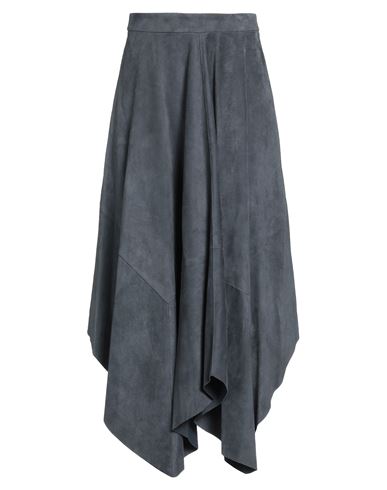 Shop Isabel Marant Woman Midi Skirt Midnight Blue Size 8 Goat Skin