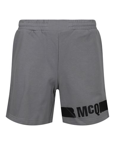 Shop Mcq By Alexander Mcqueen Mcq Alexander Mcqueen Redacted Logo Sweatshorts Man Shorts & Bermuda Shorts Grey Size Xxl Cotton