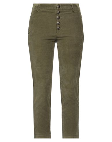 Shop Dondup Woman Pants Military Green Size 24 Cotton, Lyocell, Elastane