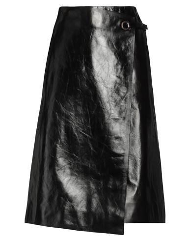 Shop Acne Studios Woman Midi Skirt Black Size 10 Calfskin