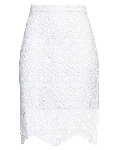 Shop Burberry Woman Midi Skirt White Size 8 Cotton, Polyester