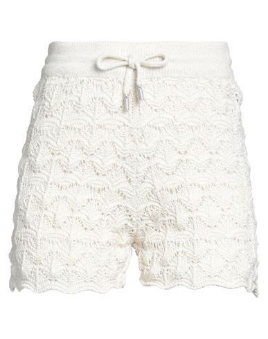 Eleventy Woman Shorts & Bermuda Shorts Ivory Size M Cotton, Metallic Fiber, Polyamide In White
