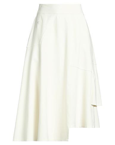 European Culture Woman Midi Skirt Cream Size Xxl Cotton, Elastane In White