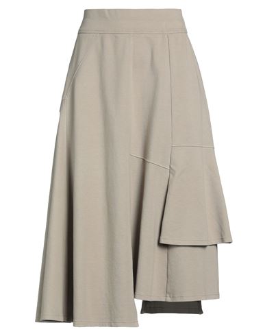 European Culture Woman Midi Skirt Khaki Size Xxl Cotton, Elastane In Beige