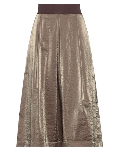 European Culture Woman Midi Skirt Khaki Size Xxl Cotton, Polyamide, Elastane In Beige