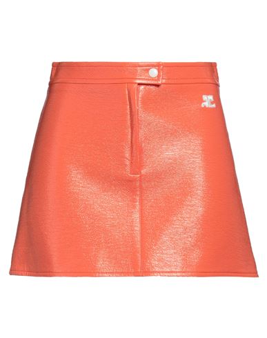 Courrèges Woman Mini Skirt Orange Size 6 Cotton, Polyurethane, Elastane