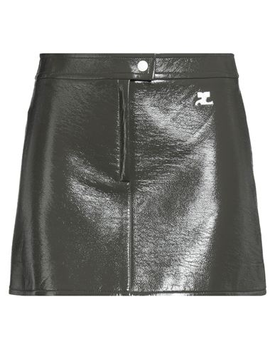 Courrèges Woman Mini Skirt Military Green Size 6 Cotton, Polyurethane, Elastane