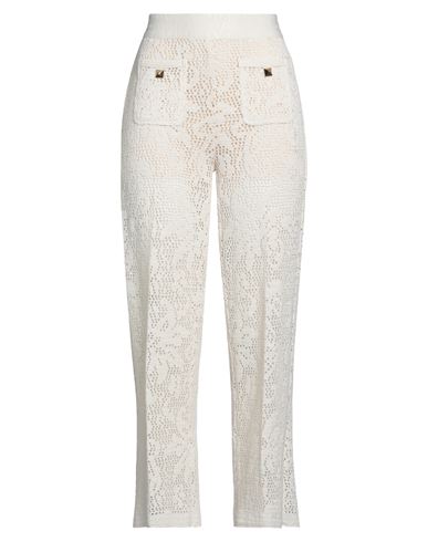 Cambio Woman Pants Ivory Size 10 Cotton, Polyester, Viscose, Metallized Polyamide In White