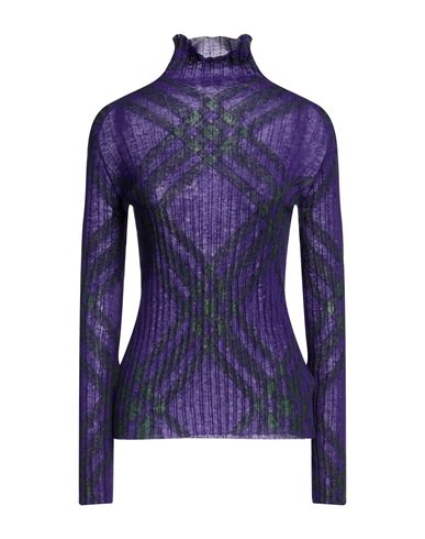Burberry Woman Turtleneck Purple Size M Mohair Wool, Polyamide, Wool
