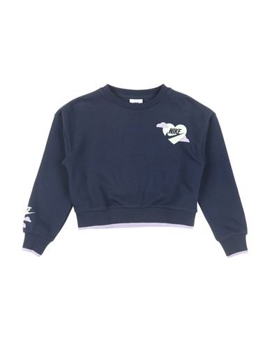 Nike Babies'  Sweet Swoosh Crew Toddler Girl Sweatshirt Navy Size 7 Cotton, Polyester