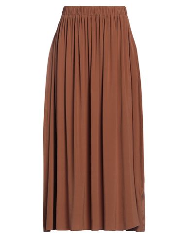 Shop Rossopuro Woman Maxi Skirt Brown Size M Silk, Elastane