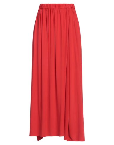 Shop Rossopuro Woman Maxi Skirt Red Size Xs Silk, Elastane