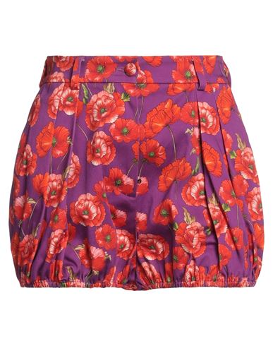 Dolce & Gabbana Woman Shorts & Bermuda Shorts Purple Size 6 Cotton, Elastane