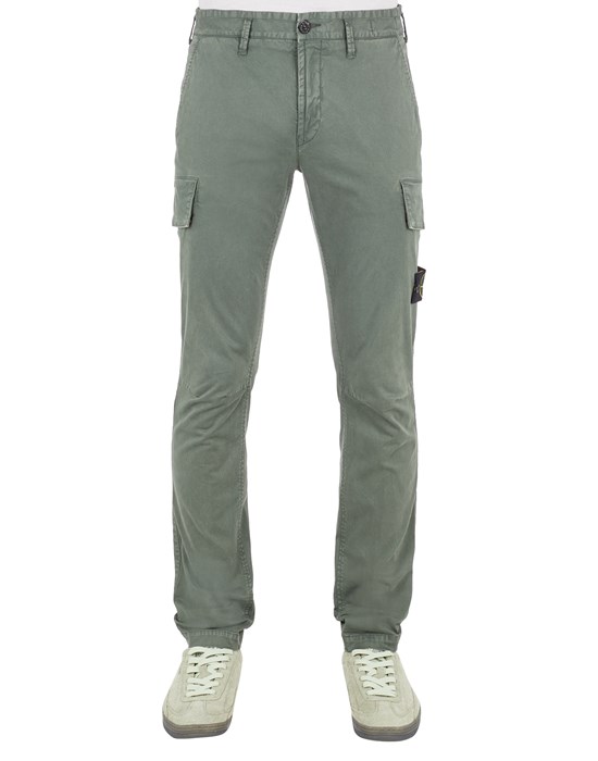  STONE ISLAND 30604 ‘OLD’ TREATMENT TROUSERS Man Musk Green