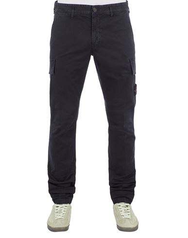 Stone Island Pantalons Bleu Coton, Élasthanne In Blue