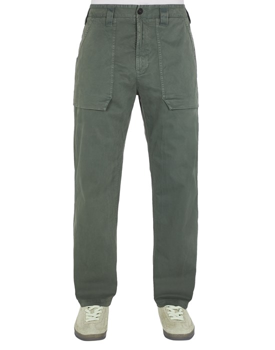  STONE ISLAND 30104 ‘OLD’ TREATMENT TROUSERS Man Musk Green