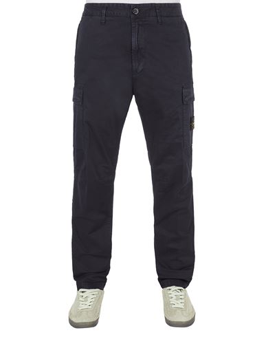 Stone Island Pantalons Bleu Coton, Élasthanne In Blue