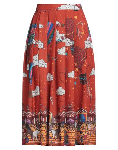 Shop Alessandro Enriquez Woman Midi Skirt Rust Size 4 Polyester, Elastane In Red