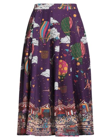 Shop Alessandro Enriquez Woman Midi Skirt Dark Purple Size 4 Polyester, Elastane