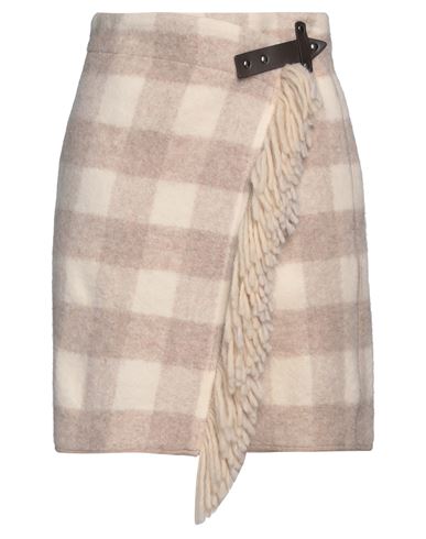 Emporio Armani Woman Mini Skirt Beige Size 8 Virgin Wool, Alpaca Wool, Cow Leather, Acrylic, Viscose
