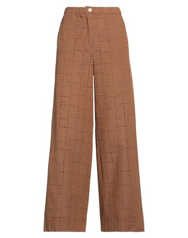 Shop Alysi Woman Pants Brown Size 6 Cotton