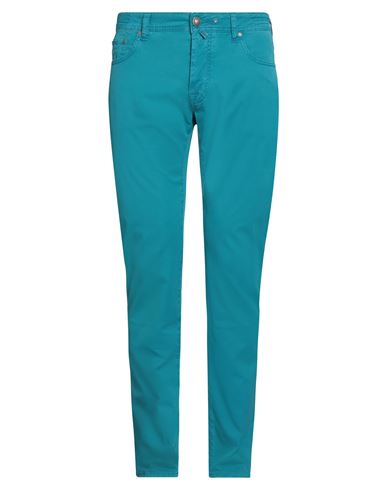Jacob Cohёn Man Pants Turquoise Size 34 Cotton, Elastane In Blue