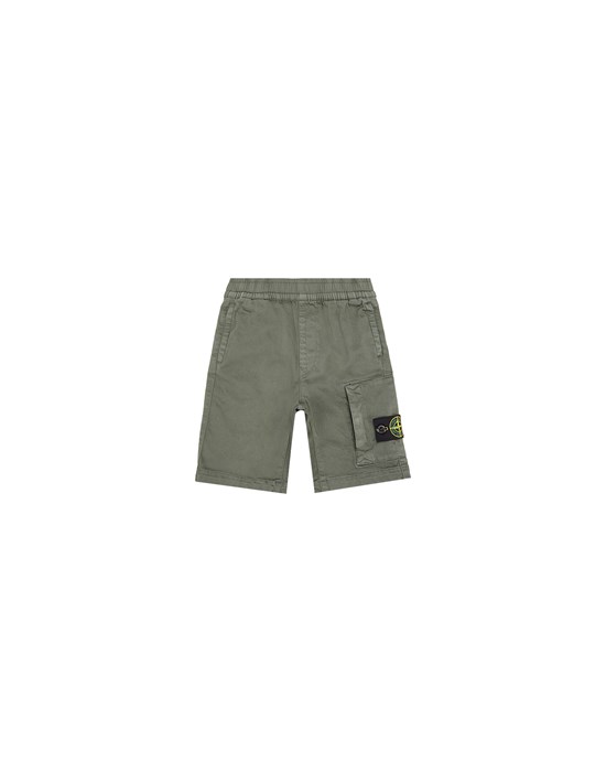 STONE ISLAND JUNIOR L0112 Bermuda shorts Man Olive Green