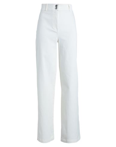Max & Co . Woman Jeans Ivory Size 10 Cotton, Elastane In White