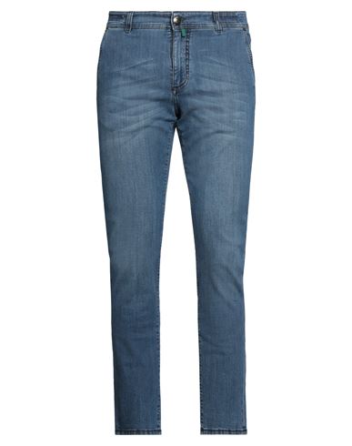 Shop Luigi Borrelli Napoli Man Jeans Blue Size 34 Cotton, Elastane