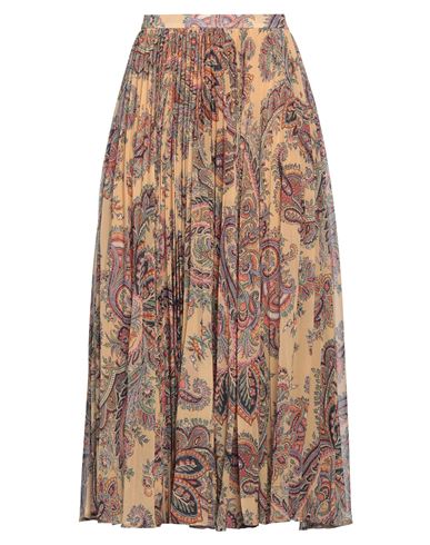 Etro Woman Midi Skirt Sand Size 10 Polyester In Beige