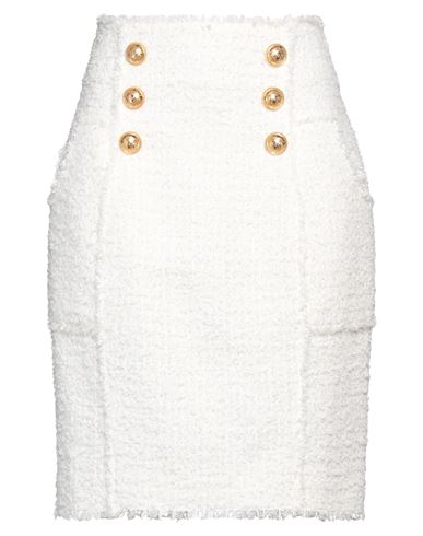 Balmain Woman Midi Skirt White Size 8 Polyamide, Virgin Wool, Cotton