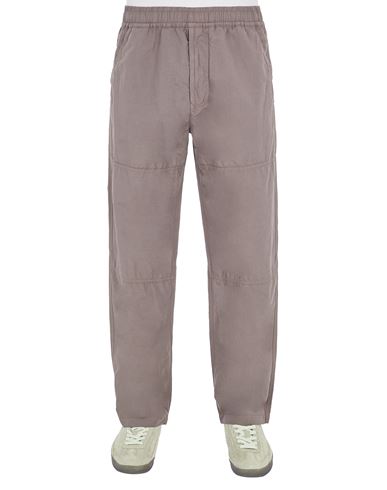 Stone Island Pantalons Gris Coton, Lin In Pink
