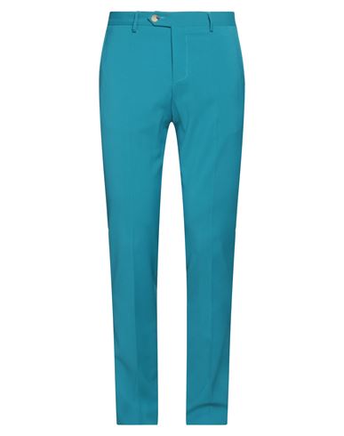 Manuel Ritz Man Pants Turquoise Size 38 Virgin Wool In Blue