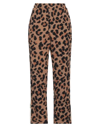 Barrow Woman Pants Brown Size M Polyester, Wool In Animal Print