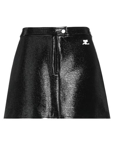 Courrèges Courreges Woman Mini Skirt Black Size 10 Cotton, Polyurethane, Elastane