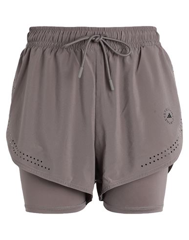 Adidas By Stella Mccartney Asmc Tpr 2in1short Woman Shorts & Bermuda Shorts Dove Grey Size L Recycle In Beige