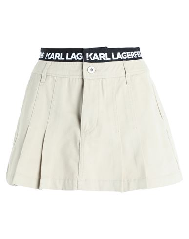 Karl Lagerfeld Jeans Klj Logo Pleated Skirt Woman Mini Skirt Beige Size L Organic Cotton