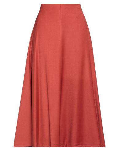 Shop Rochas Woman Midi Skirt Rust Size 8 Virgin Wool, Polyamide, Elastane In Red
