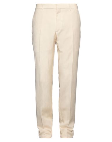 Burberry Man Pants Cream Size 42 Linen, Mohair Wool, Silk In Neutral