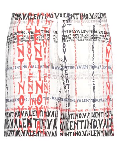 Valentino Garavani Man Shorts & Bermuda Shorts White Size S Cotton, Polyamide, Elastane