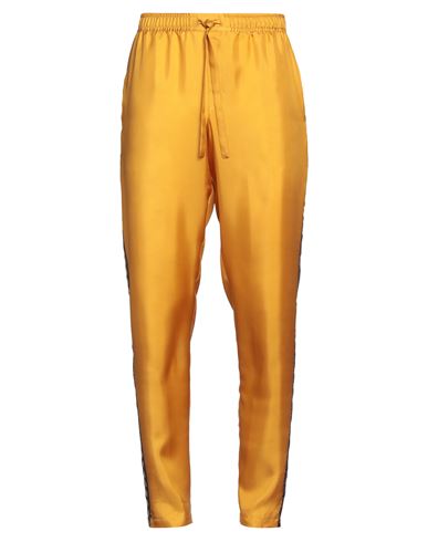 Shop Dolce & Gabbana Man Pants Mustard Size 34 Silk In Yellow