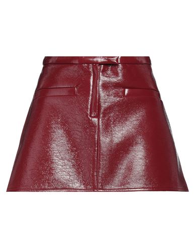 Shop Courrèges Courreges Woman Mini Skirt Burgundy Size 4 Cotton, Polyurethane, Elastane In Red