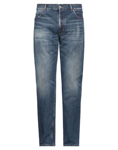 Shop Saint Laurent Man Jeans Blue Size 34 Cotton, Calfskin