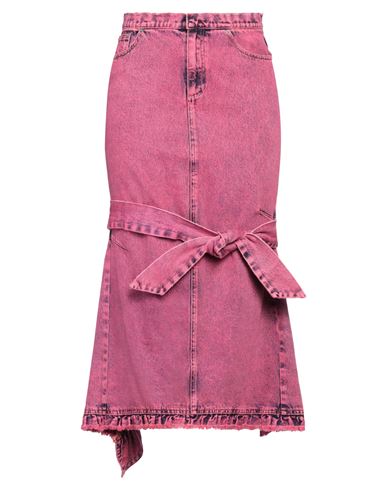 Shop Cormio Woman Denim Skirt Fuchsia Size 4 Cotton In Pink