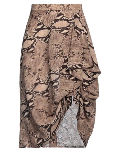 Celine Woman Midi Skirt Khaki Size 4 Silk In Beige