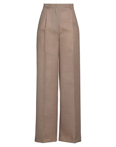 Shop Msgm Woman Pants Camel Size 10 Wool In Beige